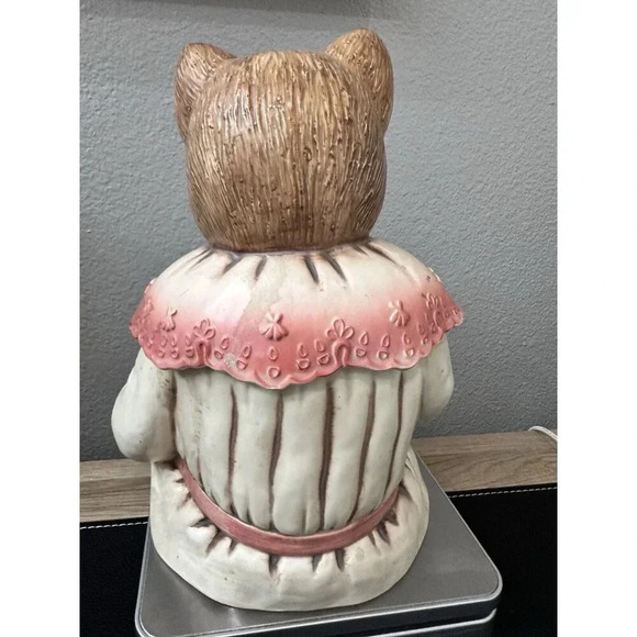 Vintage Cookie Jar 70'S EMILY THE CAT IN DRESS GLASS EYES - 11.5" - Picture 5 of 11